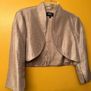 Adrianna Pappell Gray Spaghetti Strap Dress with Bolero Jacket